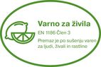 Varno za živila (EN 1186 Člen 3) Premaz je po sušenju varen za ljudi, živali in rastline